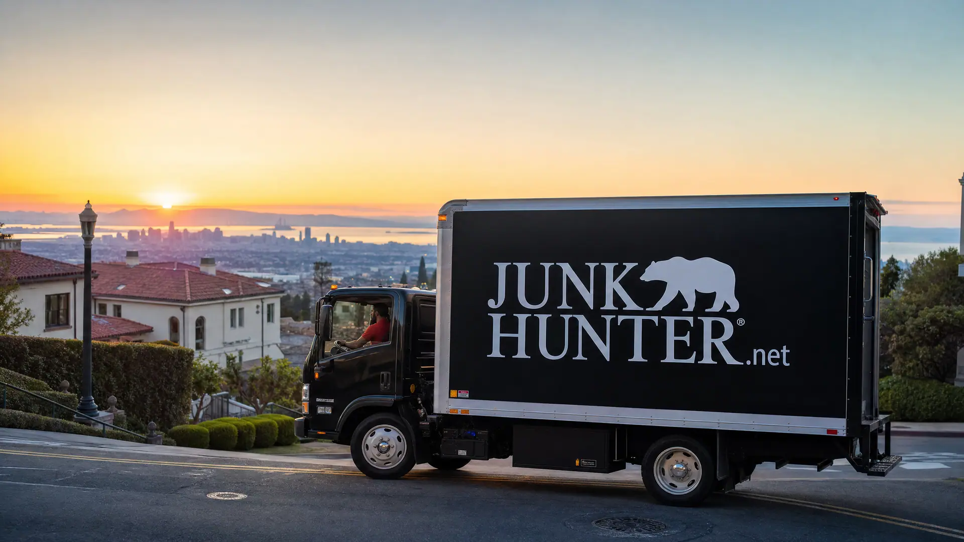 JunkHunter truck on a job in a Bay Area neighborhood
