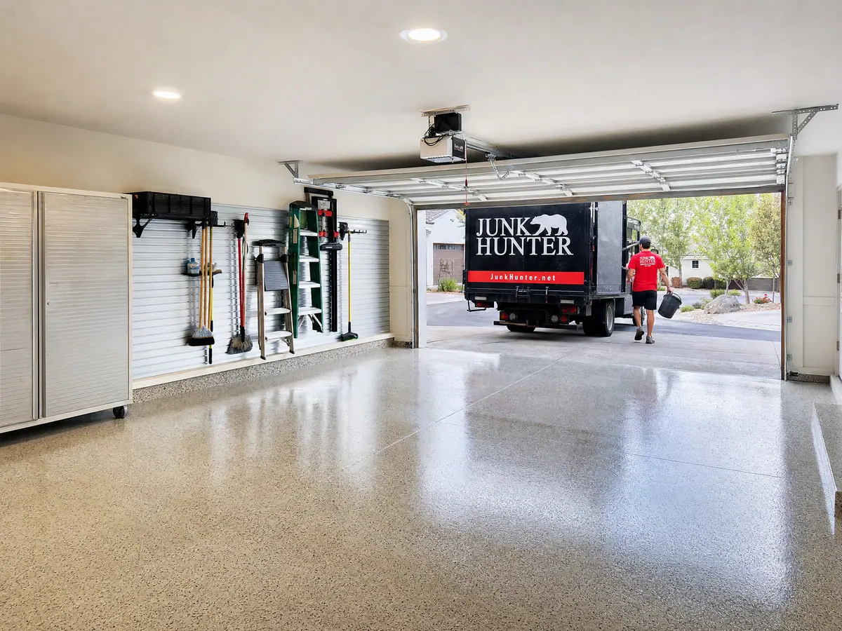 JunkHunter crew completing a garage cleanout for a Bay Area homeowner